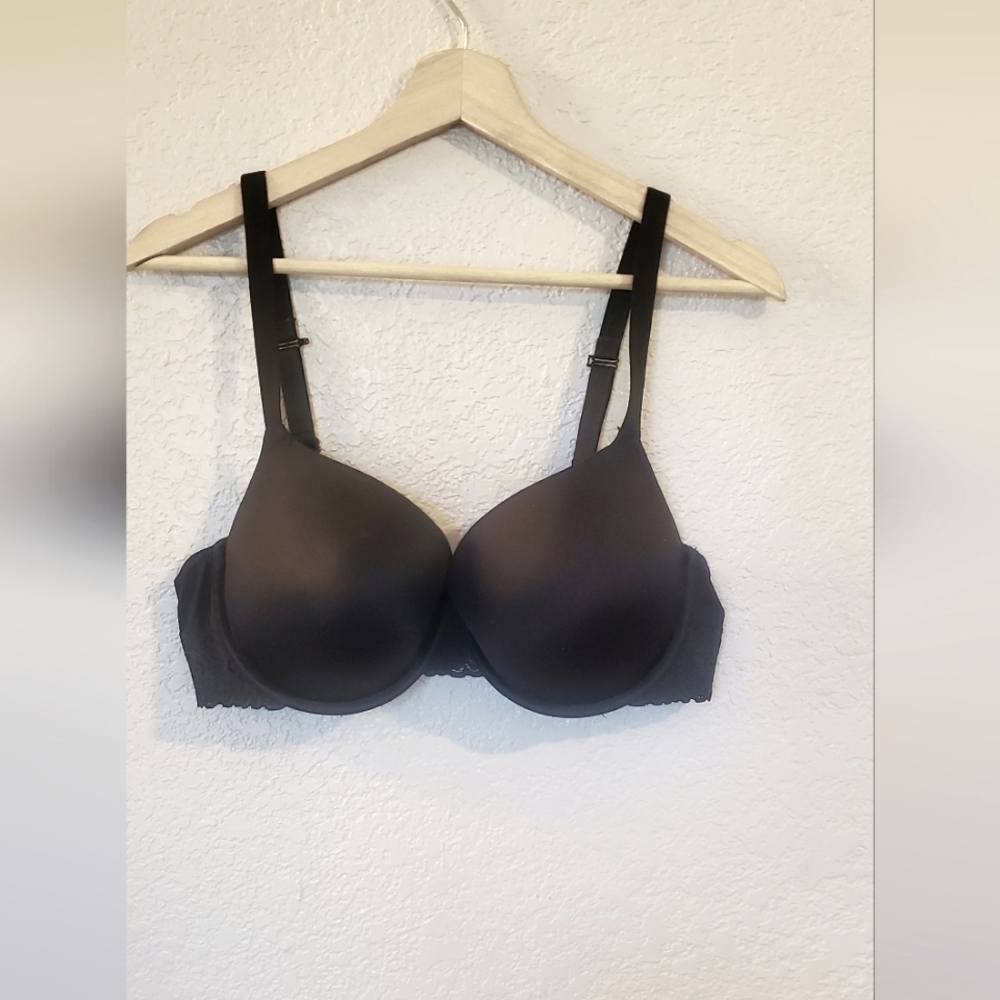 💚5/$25 38D Auden Black Push Up Satin Lace Trim Bra Size 38D